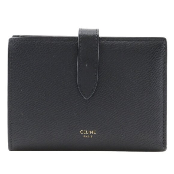 CELINE Medium strap wallet Bi-Fold Wallet black Calfskin Women - Picture 1 of 13